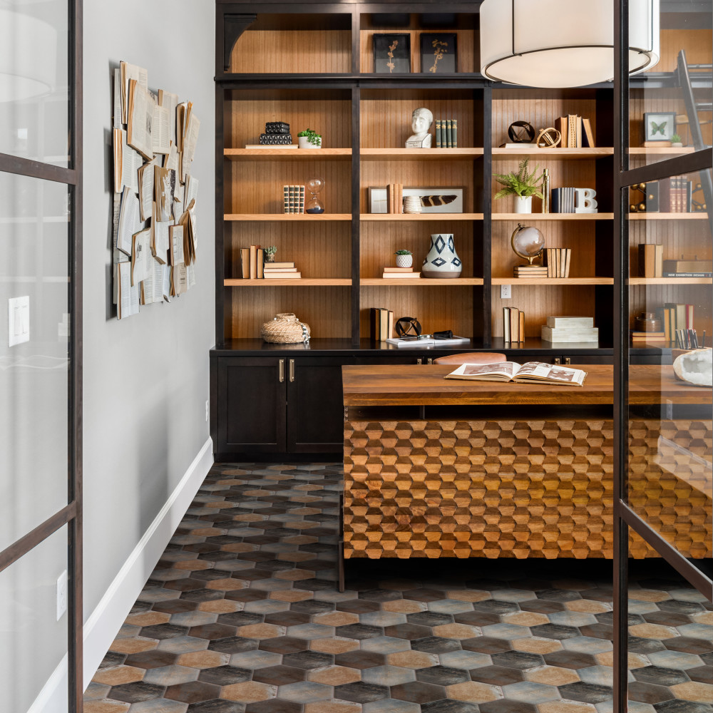 Industrial Hex Multi Mix 8-1/2 in. x 9-7/8 in. Porcelain Floor and Wall Tile