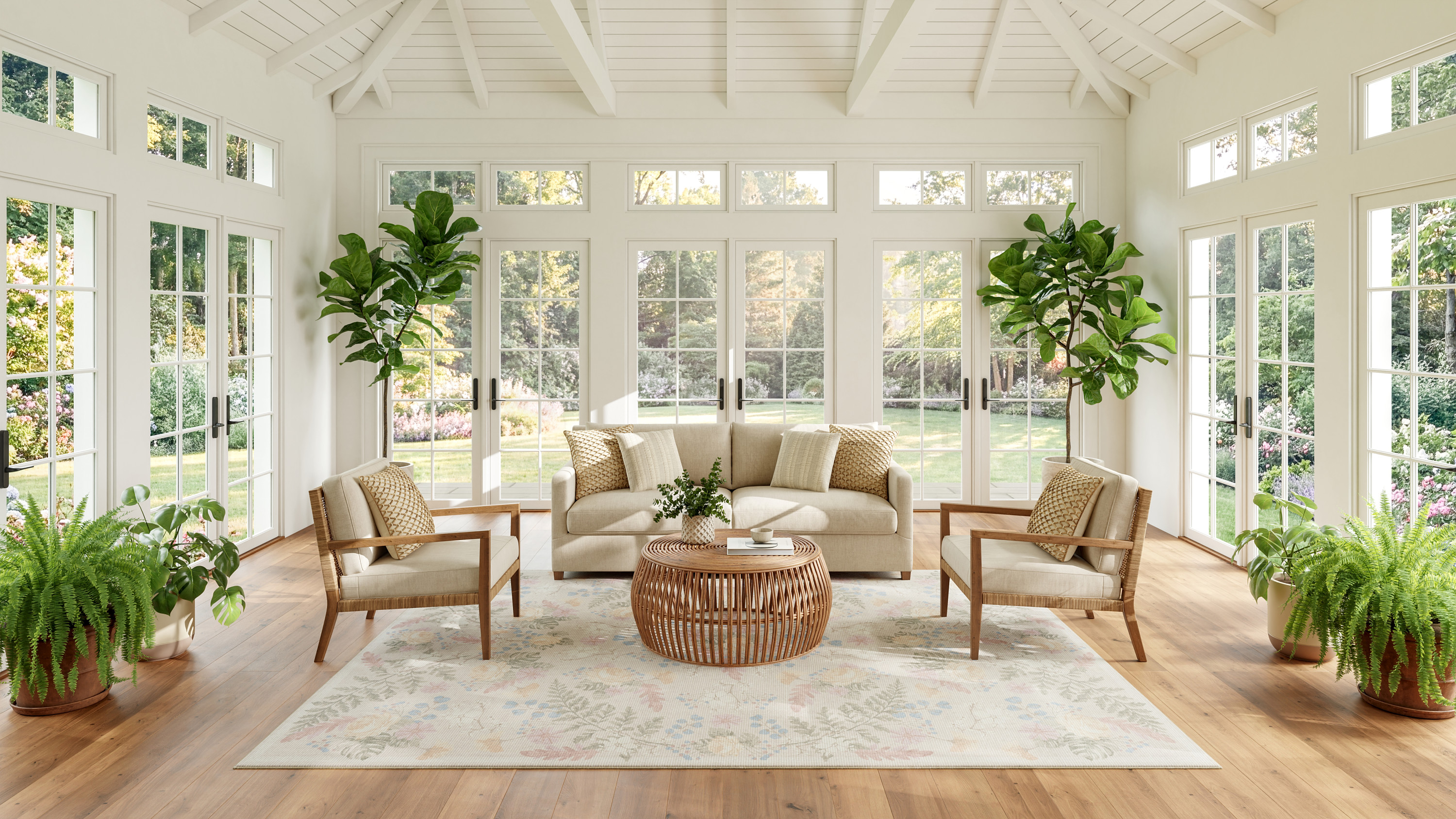Nourison Botanical Washables 7'6" x 9'10" Beige Multicolor Farmhouse Indoor Rug