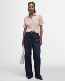 Hartland Knitted Polo Shirt Primrose Pink