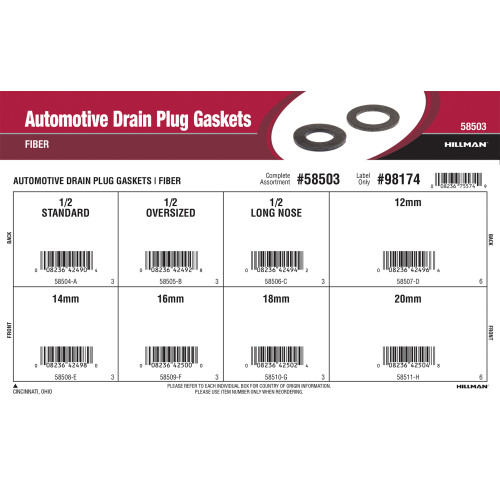 Automotive Drain Plug Gaskets Assortment (Fiber)