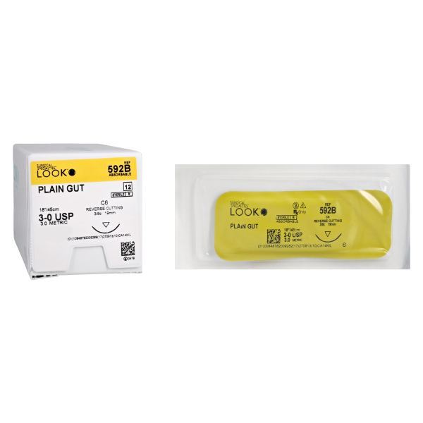 Look 3-0 Plain Gut Sutures, C-6, 18"