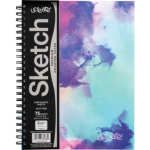 Fashion Poly Sketch Book, Watercolor Splash, Unruled, 12" x 9"