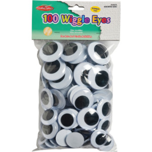 Wiggle Eyes, Jumbo Round, Assorted Sizes, Black, Pack of 100