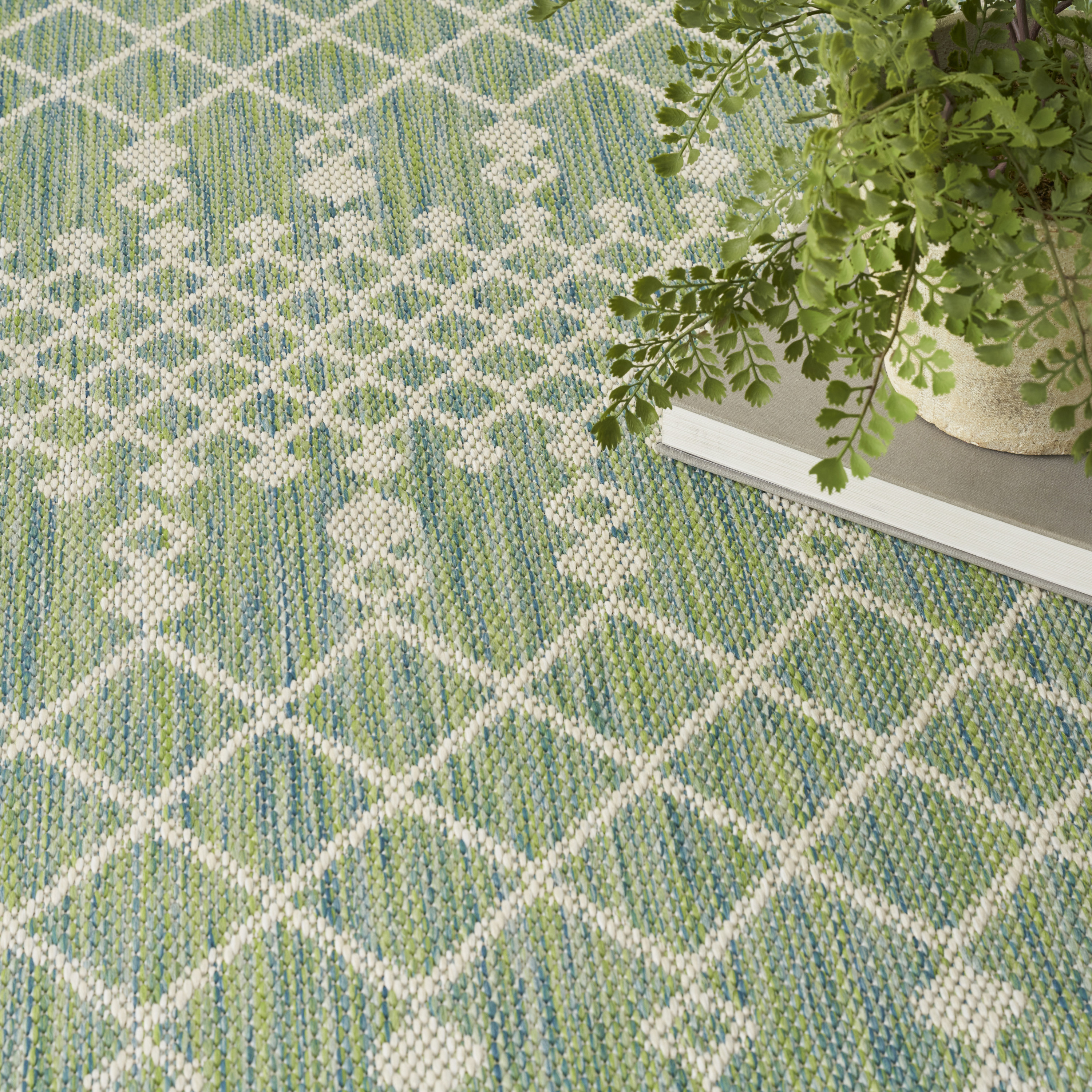 Nourison Positano 8' x Round Blue Green Modern Rug