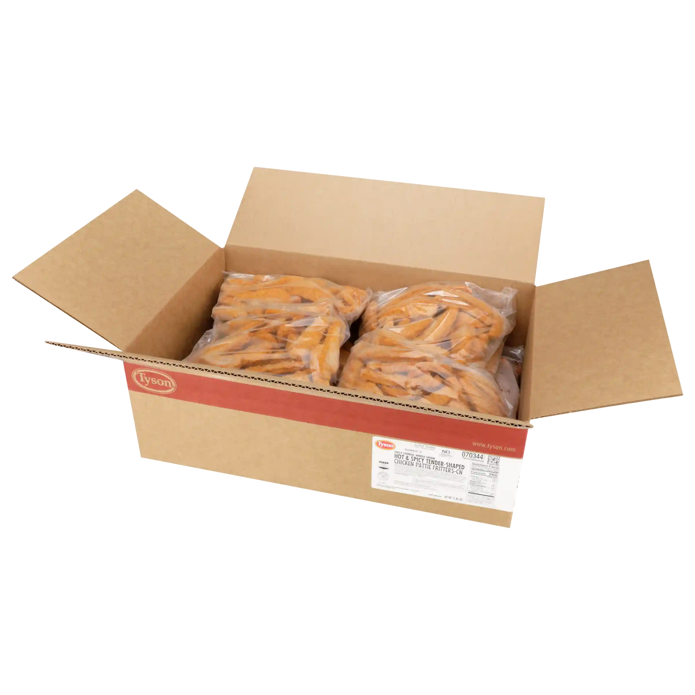 Tyson® Fully Cooked Whole Grain Breaded Hot & Spicy Formed Chicken Tenders, CN 1.14 oz._image_4