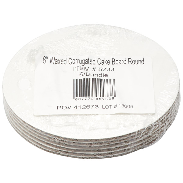 6" Round Waxed Corrugated Cake Board