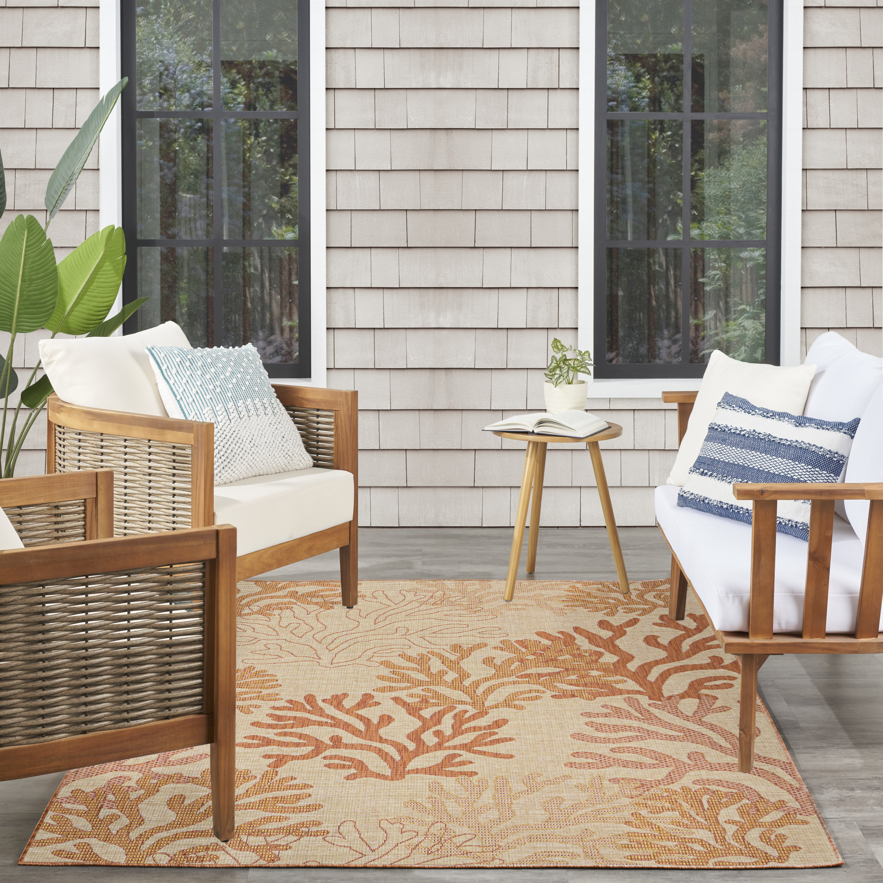 Nourison Garden Oasis 5' x 7' Coral Coastal, Nautical & Beach Rug
