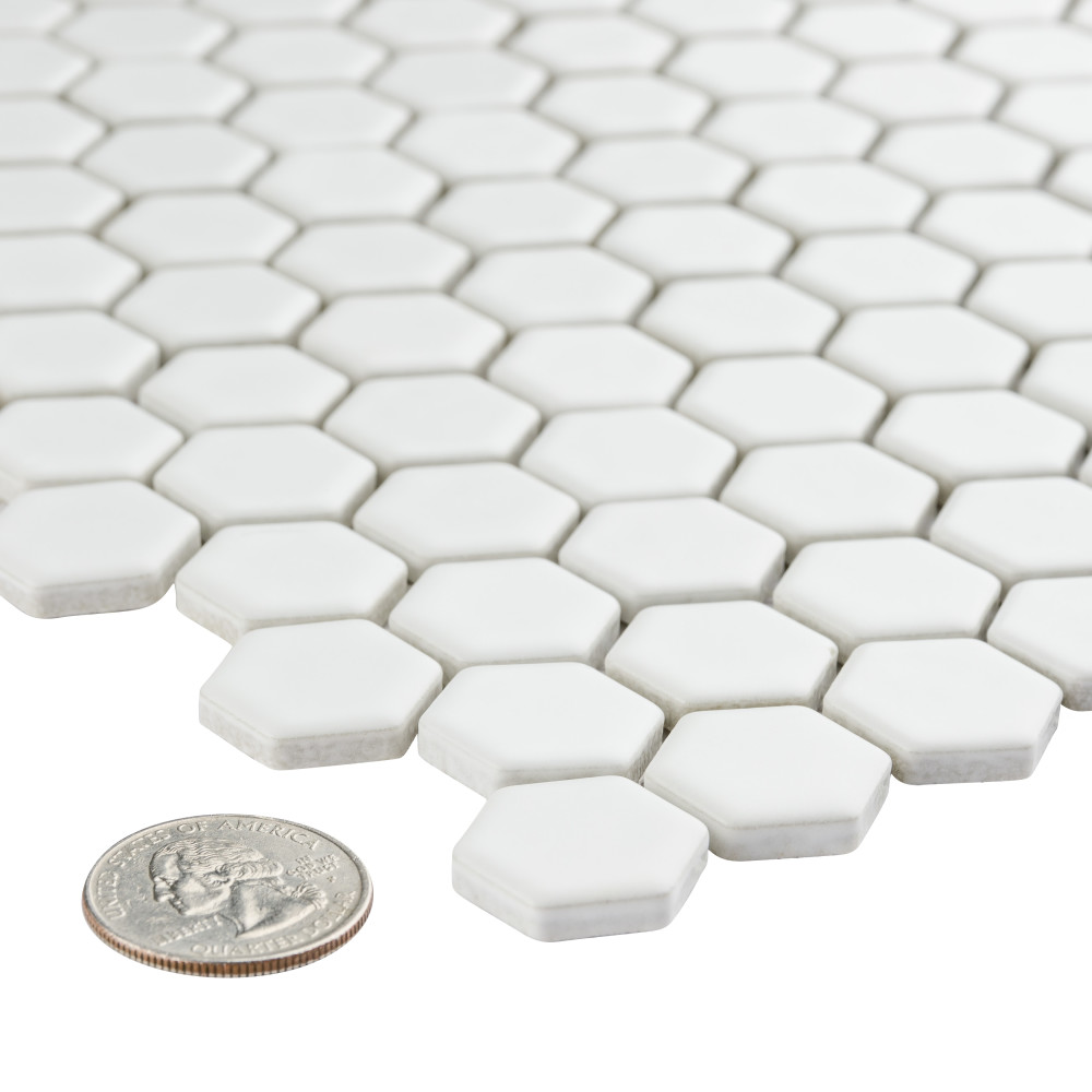 Colmena Hex Matte White 11-1/2 in. x 11-5/8 in. Porcelain Mosaic Tile
