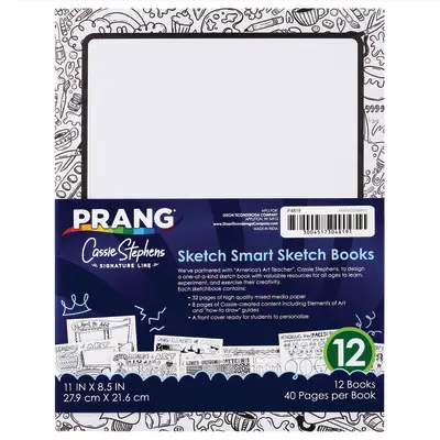 Prang Sketch Smart Sketch Book By Cassie Stephens, White,  8.5" x  11", 40 Sheets