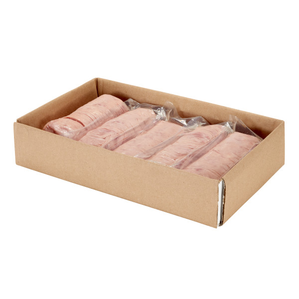 HORMEL(r) Canadian Style Bacon w/Sirloin, 5/2 lb . C1RM - Front Right Open Case (Hi Res)