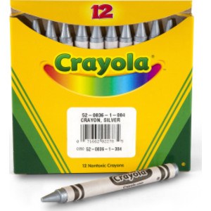 Single Color Bulk Crayons, Regular Size, Silver, 12 Count
