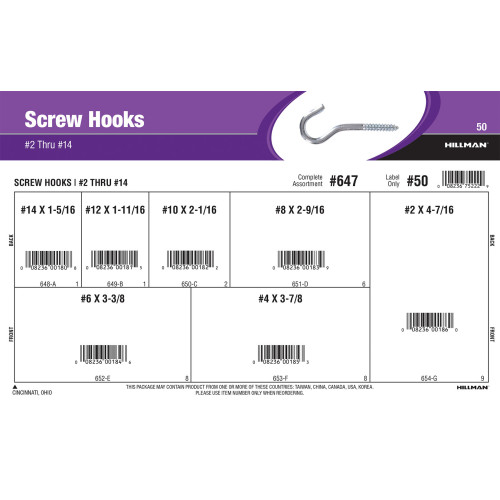 Screw Hooks Assortment (#2 Thru #14)
