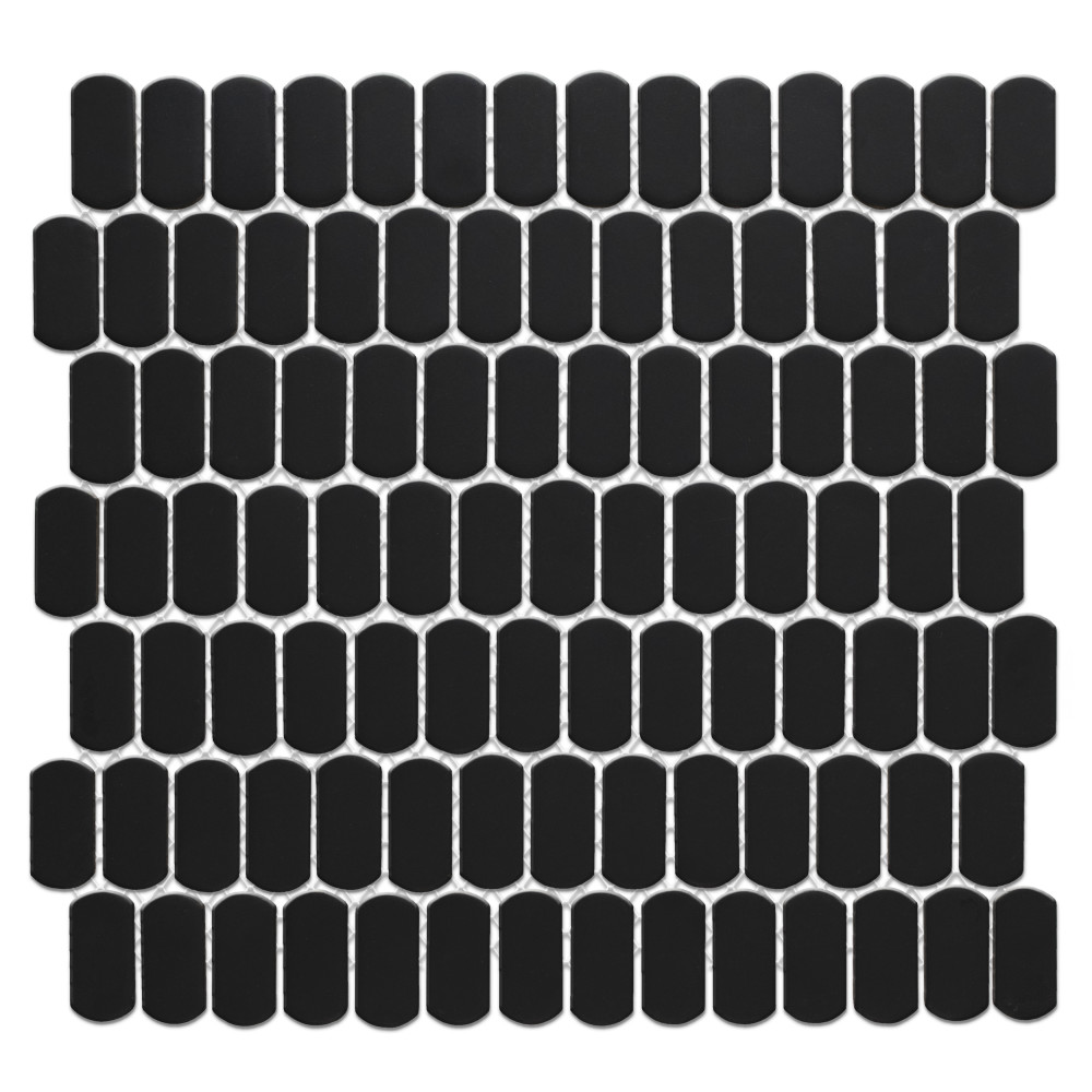Hudson Capsule Matte Black 12-1/4 in. x 13-1/8 in. Porcelain Mosaic Tile