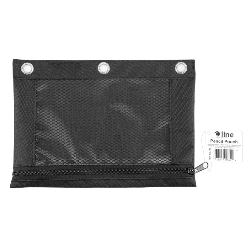 Pencil Pouch for 3-Ring Binders, 7" x 10", Black