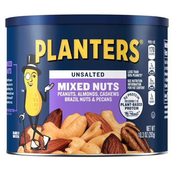 PLANTERS(r) Unsalted Mixed Nuts 12/10.3oz . A1N1 - Front No Plunge In Package (Low Res)