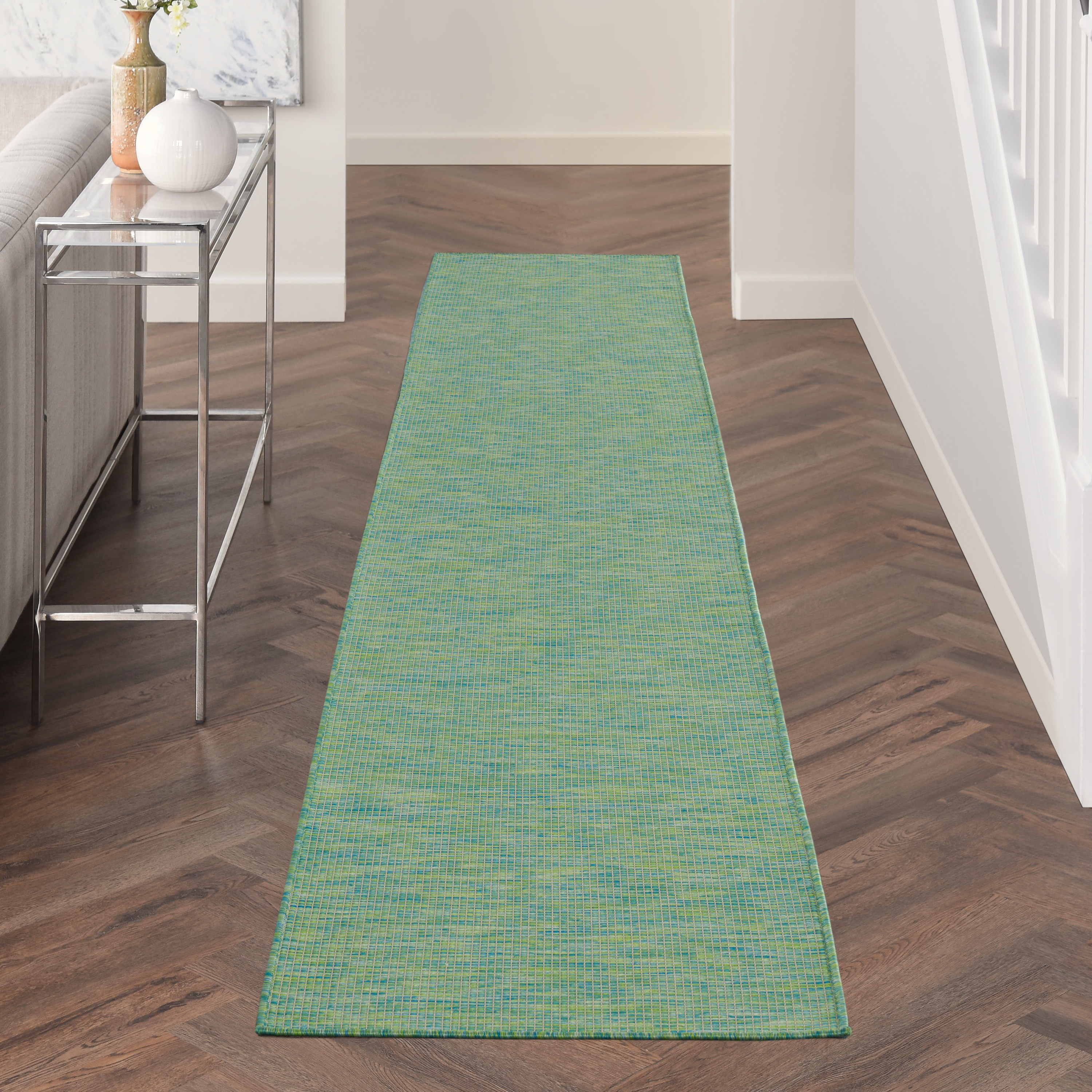 Nourison Positano 2'2" x 12' Blue Green Modern Rug