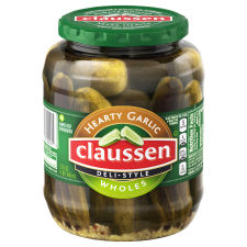 Claussen Hearty Garlic Deli-Style Pickle Wholes, 32 fl oz Jar