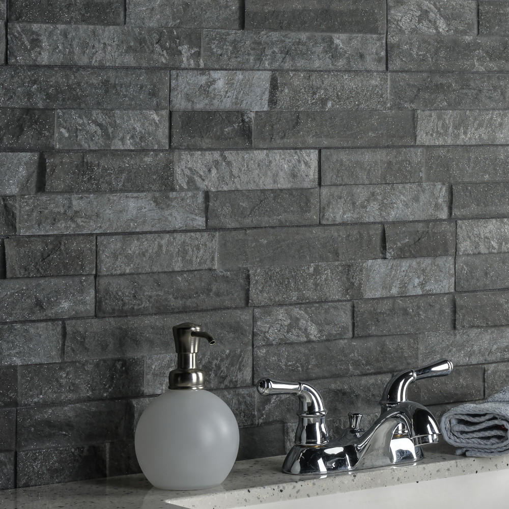 Ordino Black 3-1/4 in. x 17-1/2 in. Porcelain Wall Tile | Merola Tile