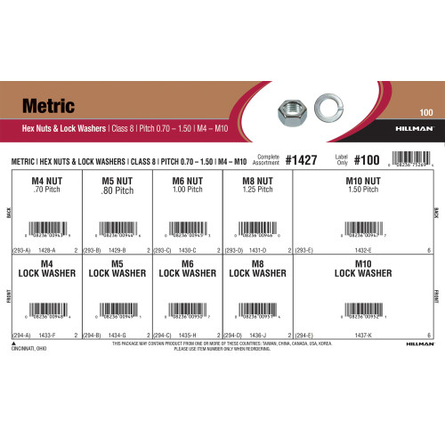 Metric Hex Nuts & Washers Assortment (M4 - M10 Class 8 Varieties w/ Pitches 0.70 - 1.50)