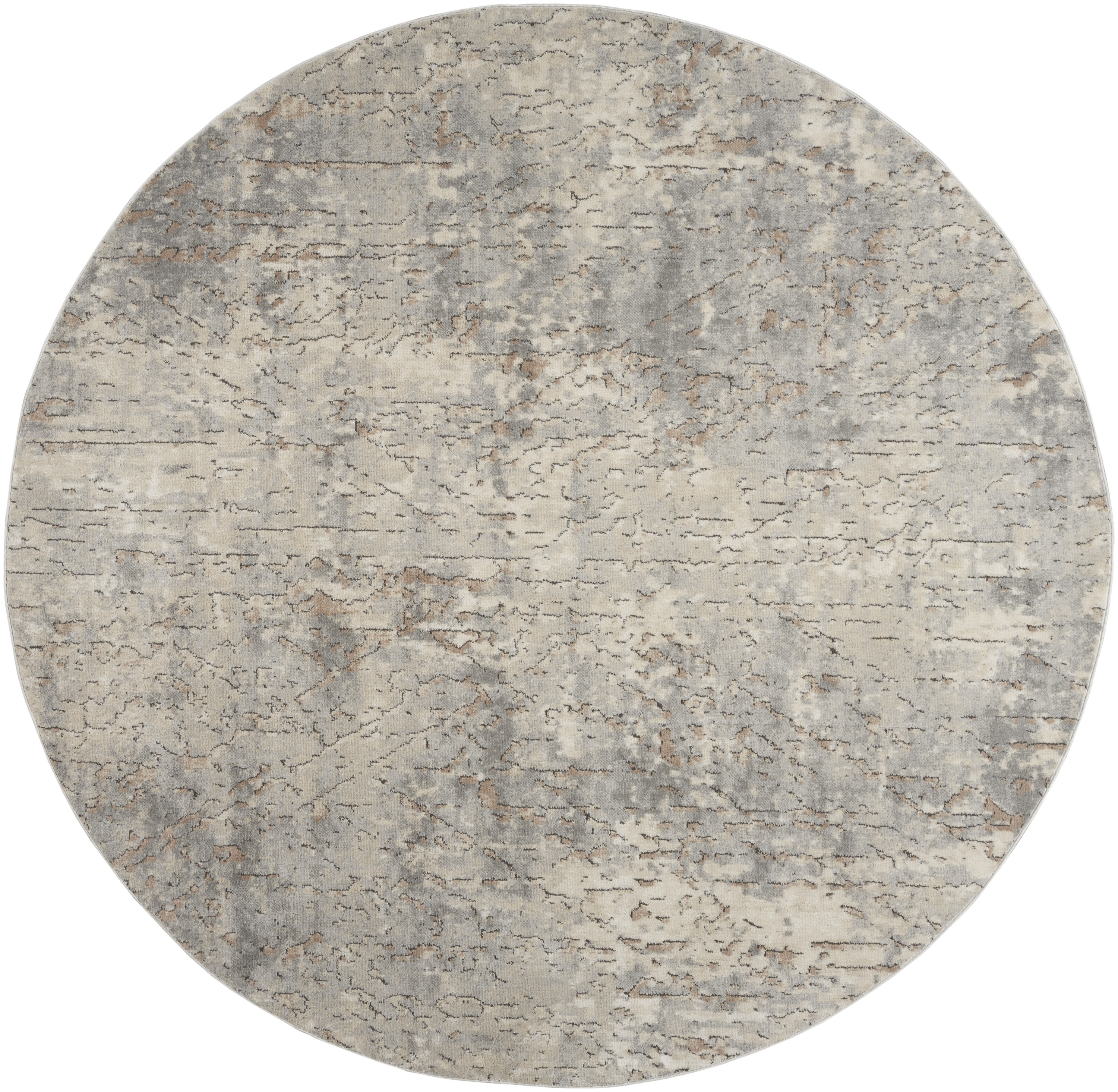 Nourison Quarry 7’10” x Round Beige Grey Modern Indoor Rug