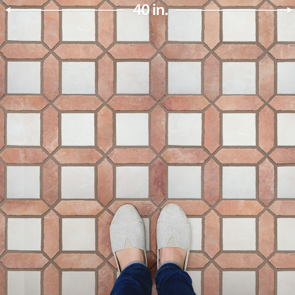 Picket Arenta Clay with White Square 14-5/8 in. x 22-1/2 in. Porcelain Floor and Wall Tile