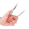 6-inch stainless steel one-piece scalloped tongs with red Kool-Touch® handle