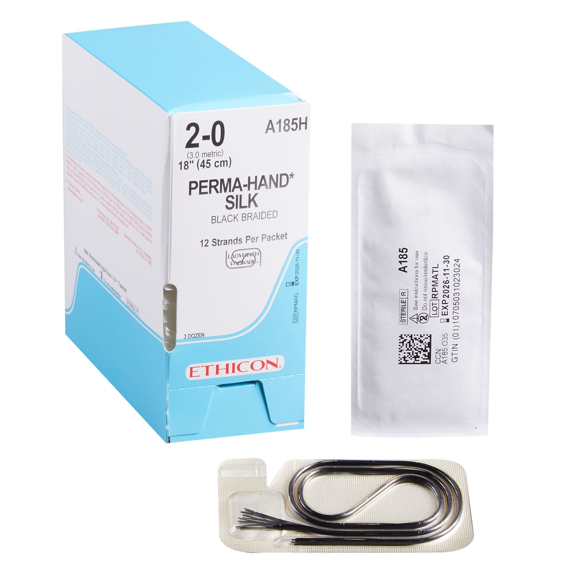 J & J Healthcare Systems SUTURE, SILK BLK BR 2-0 18" (36/BX)