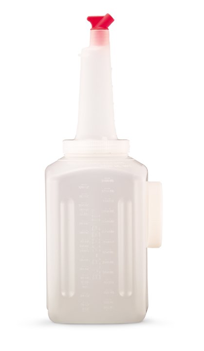 Contenedor de almacenamiento Traex® Bar Keep II™ de 4 cuartos de galón con jarra, cuello, tapa y seis surtidos caños estándar de colores