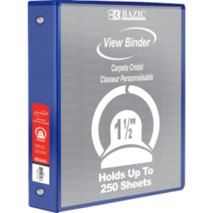 3-Ring View Binder with 2 Pockets, 1.5", Blue