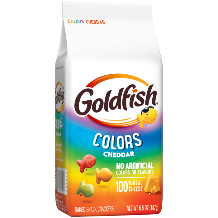 Goldfish® Colors Cheddar Baked Snack Crackers, 6.6 oz, bag - Left Angle Image