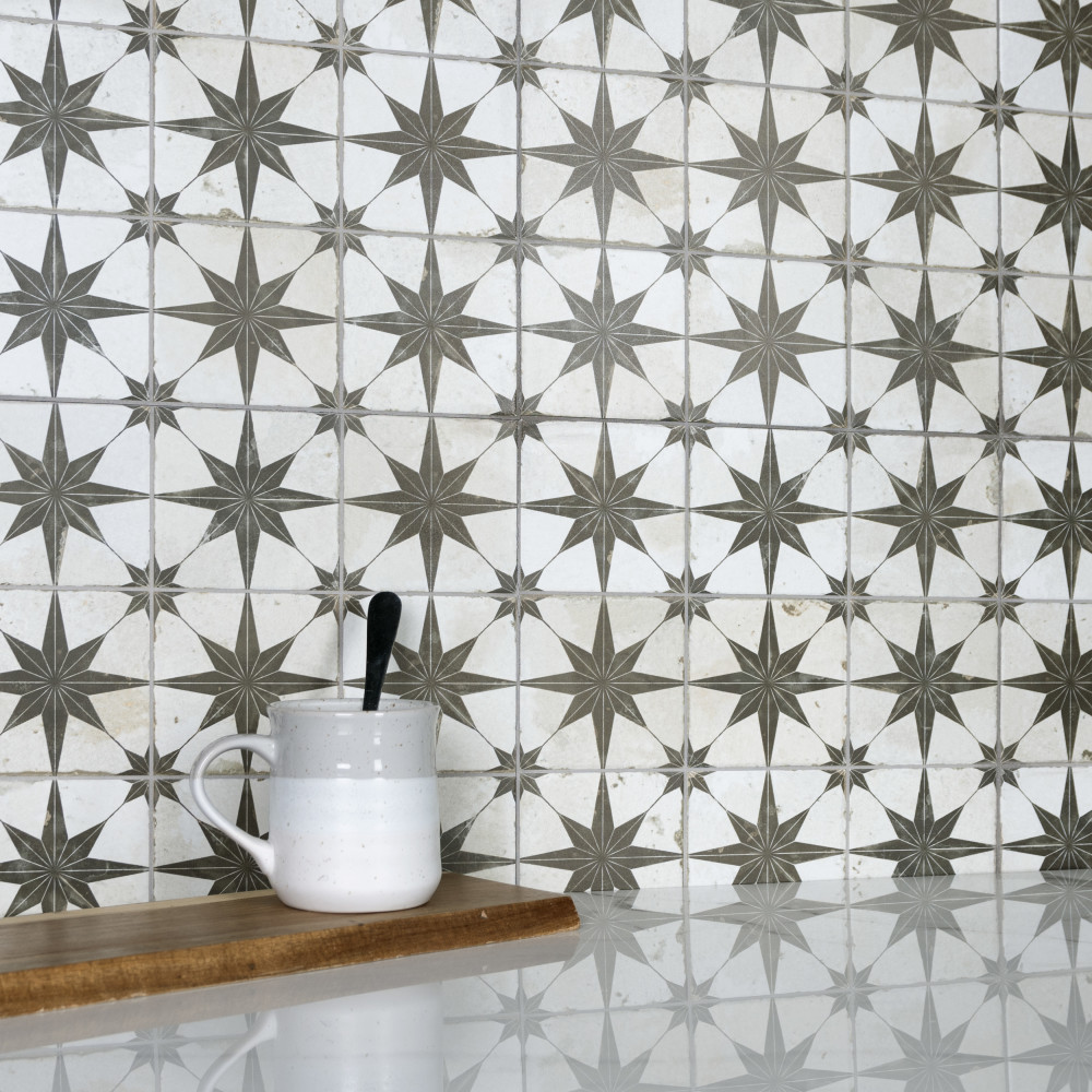 Harmonia Kings Star Nero 13 in. x 13 in. Ceramic Floor and Wall Tile