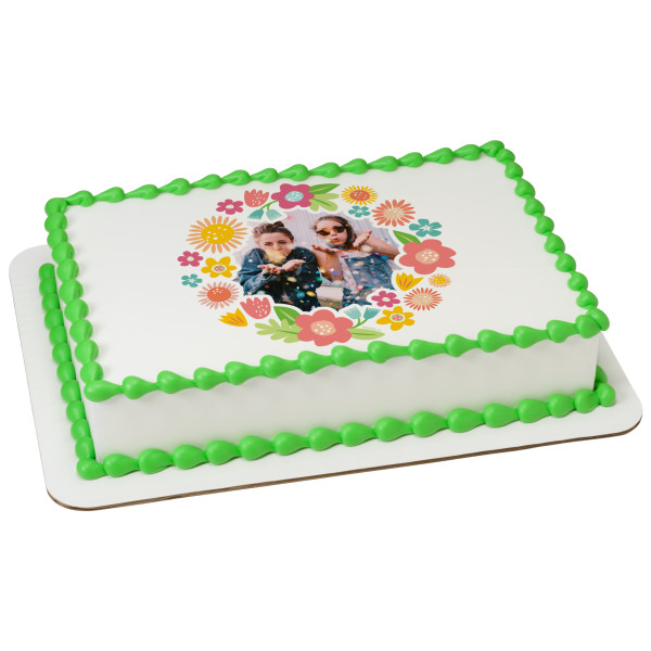 Delicate Florals Wreath PhotoCake® Edible Image® Frame
