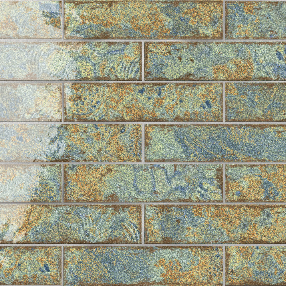 Gaudi React Brick Ocean 2-3/8 in. x 9-3/4 in. Porcelain Floor and Wall Tile