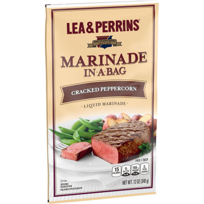 Lea & Perrins Marinade in a Bag Cracked Peppercorn Liquid Marinade, 12 oz Bag