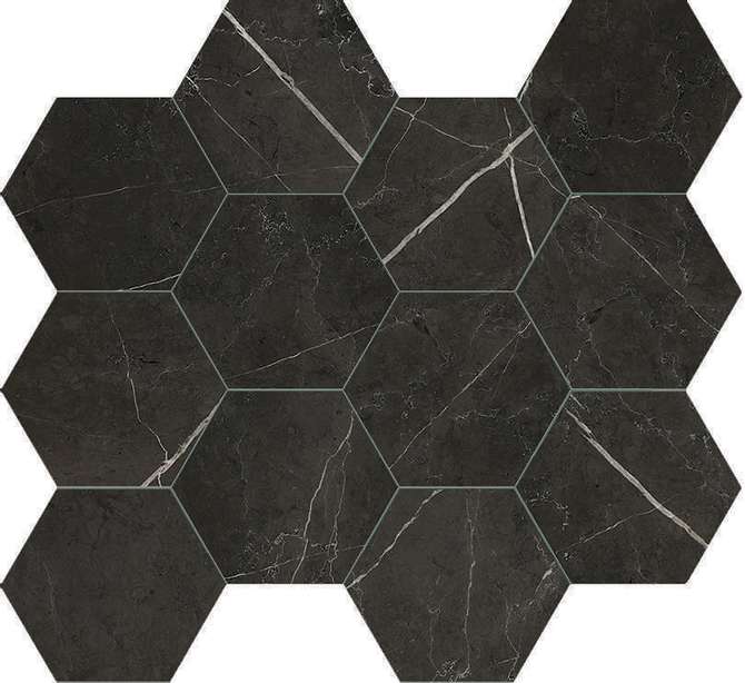 Valentina Carbon 11×13 Hexagon Mosaic Polished