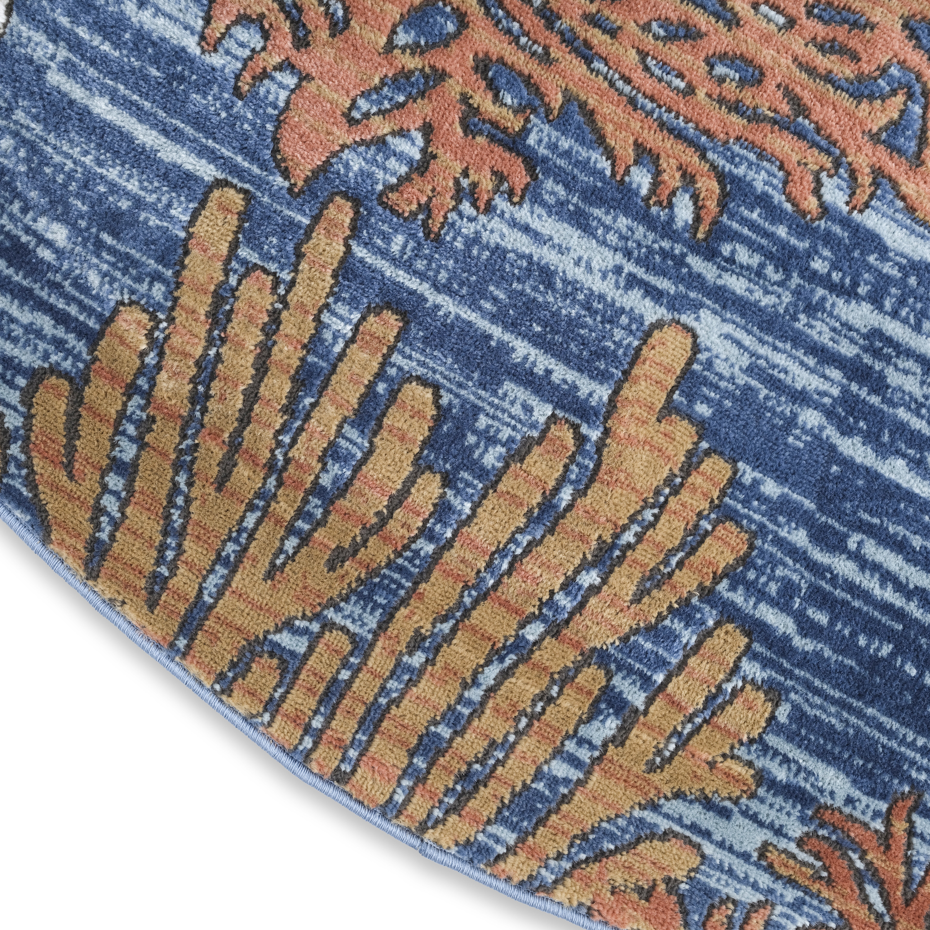 Nourison Seaside 5'3" x Round Blue Multicolor Coastal, Nautical & Beach Indoor Rug