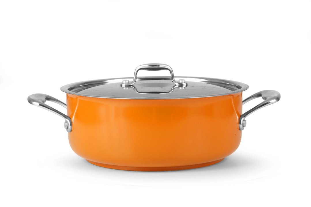 Cacerola baja con tapa Cool Line de 24 centímetros de acero inoxidable 18/10 Naranja