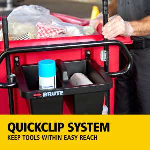 Rubbermaid Commercial, BRUTE, Ergonomic Rotomolded Tilt Truck Handle and Caddy, Black