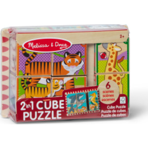 2 in 1 Wooden Cube Puzzle-Animals