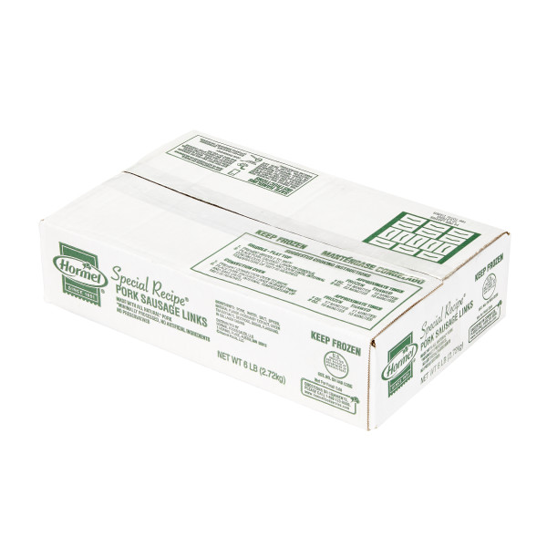 SPECIAL RECIPE(r) Sausage, Link, 48/2 oz, 6 lb . C1RA - Front Right Closed Case (Hi Res)