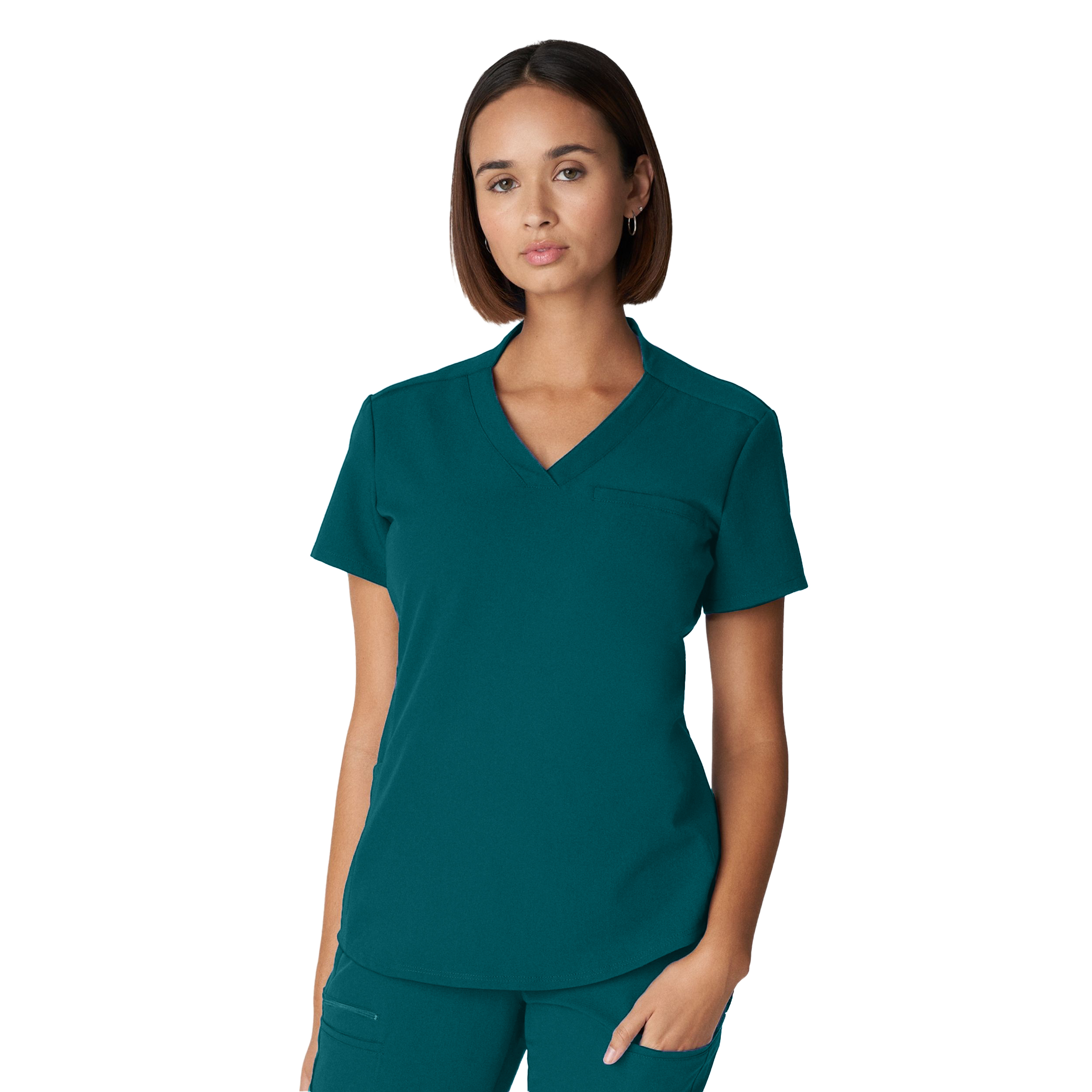 White Cross V-Tess Women‘s 2-Pocket V-Neck Scrub Top-White Cross
