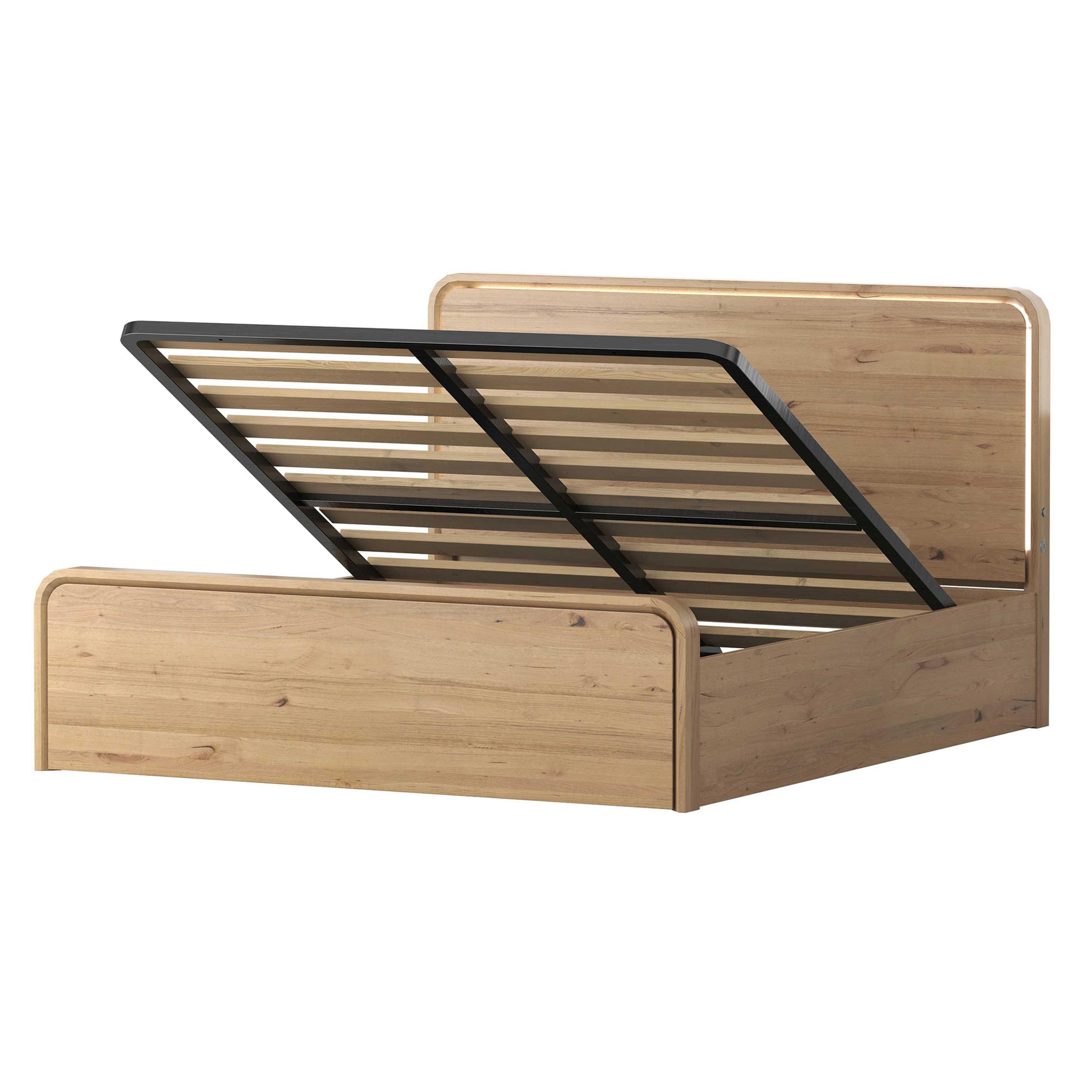 Product image of the  Lena Bed Frame, W/ Led Headboard & Gas Lift Base, Natural from Forty Winks