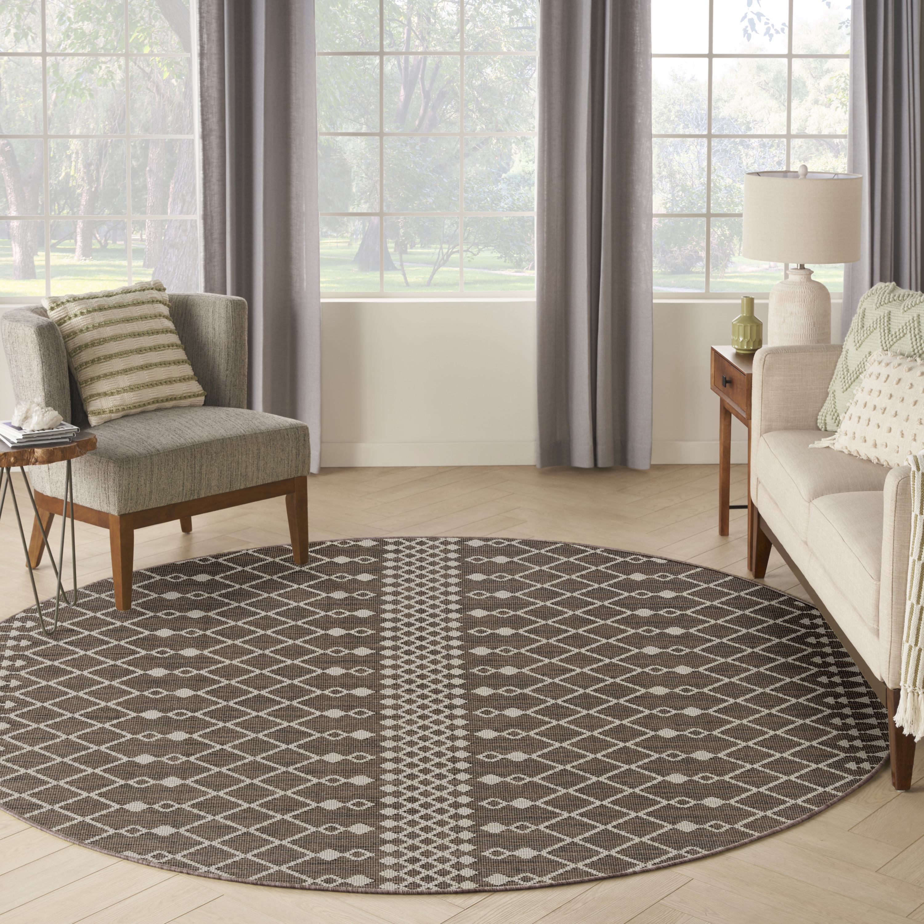 Nourison Positano 8' x Round Natural Modern Rug