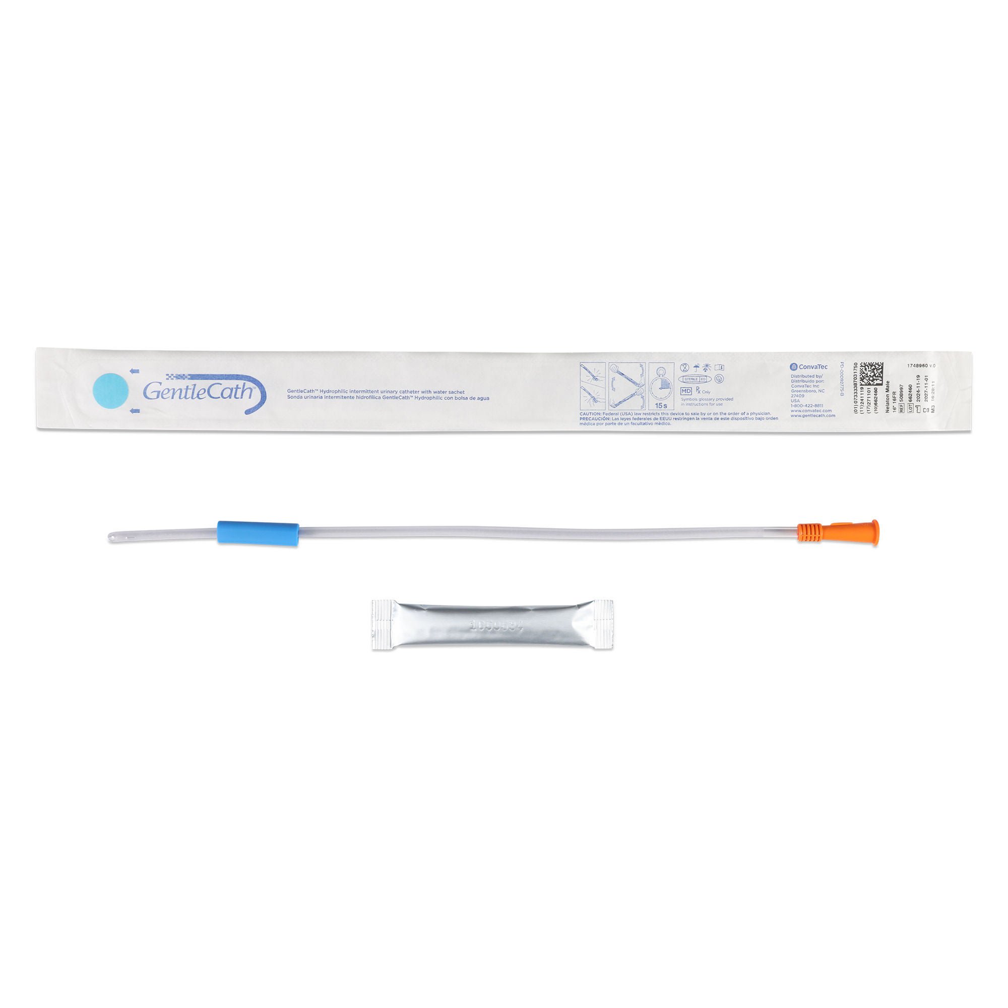 GentleCath™ Urethral Catheter, 16 Fr., Water Sachet