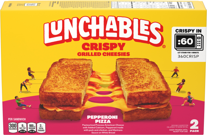 Lunchables Crispy Grilled Cheesies, Pepperoni Pizza Sandwich, 2 Pack