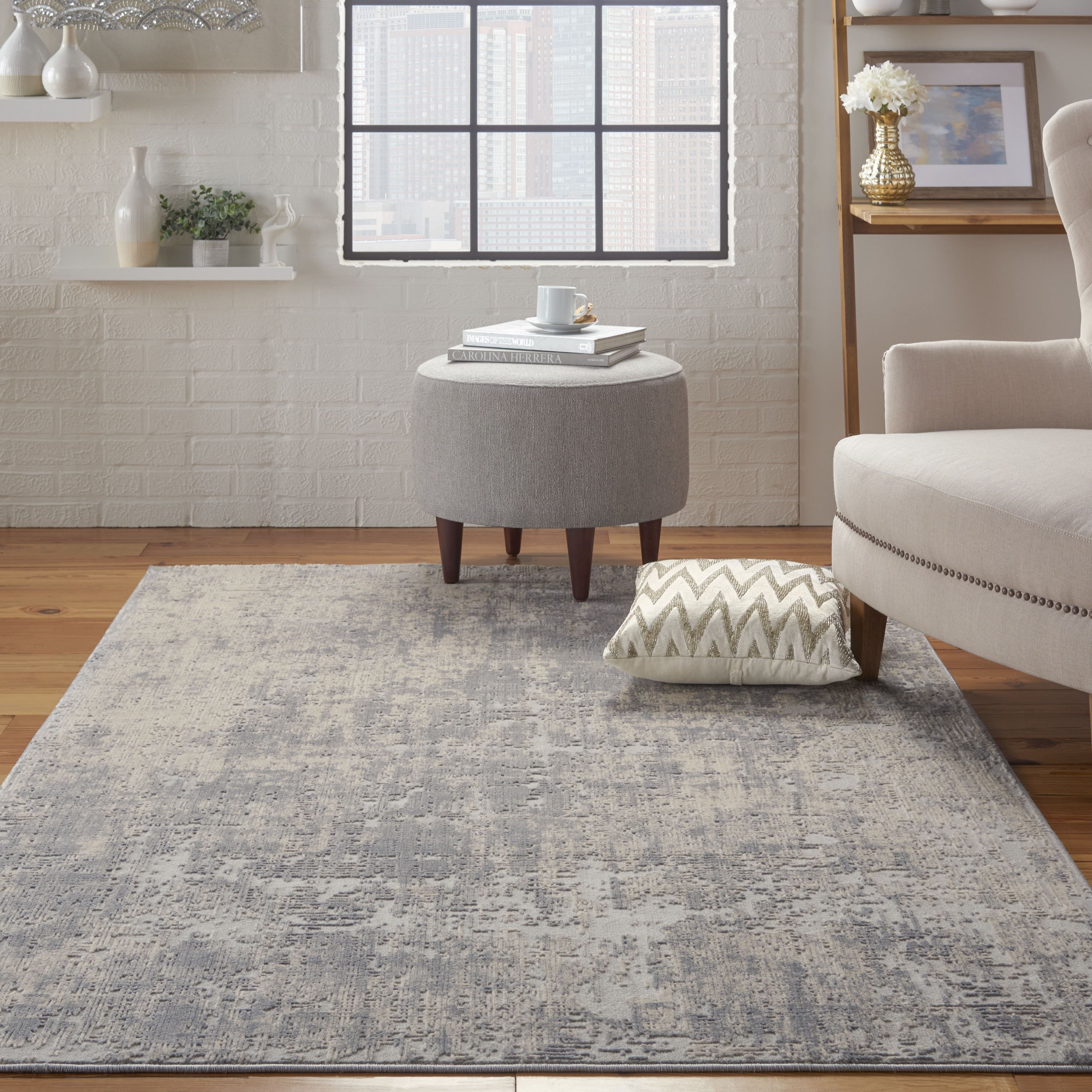 Nourison Rustic Textures 3'11" x 5'11" Ivory/Silver Modern Indoor Rug