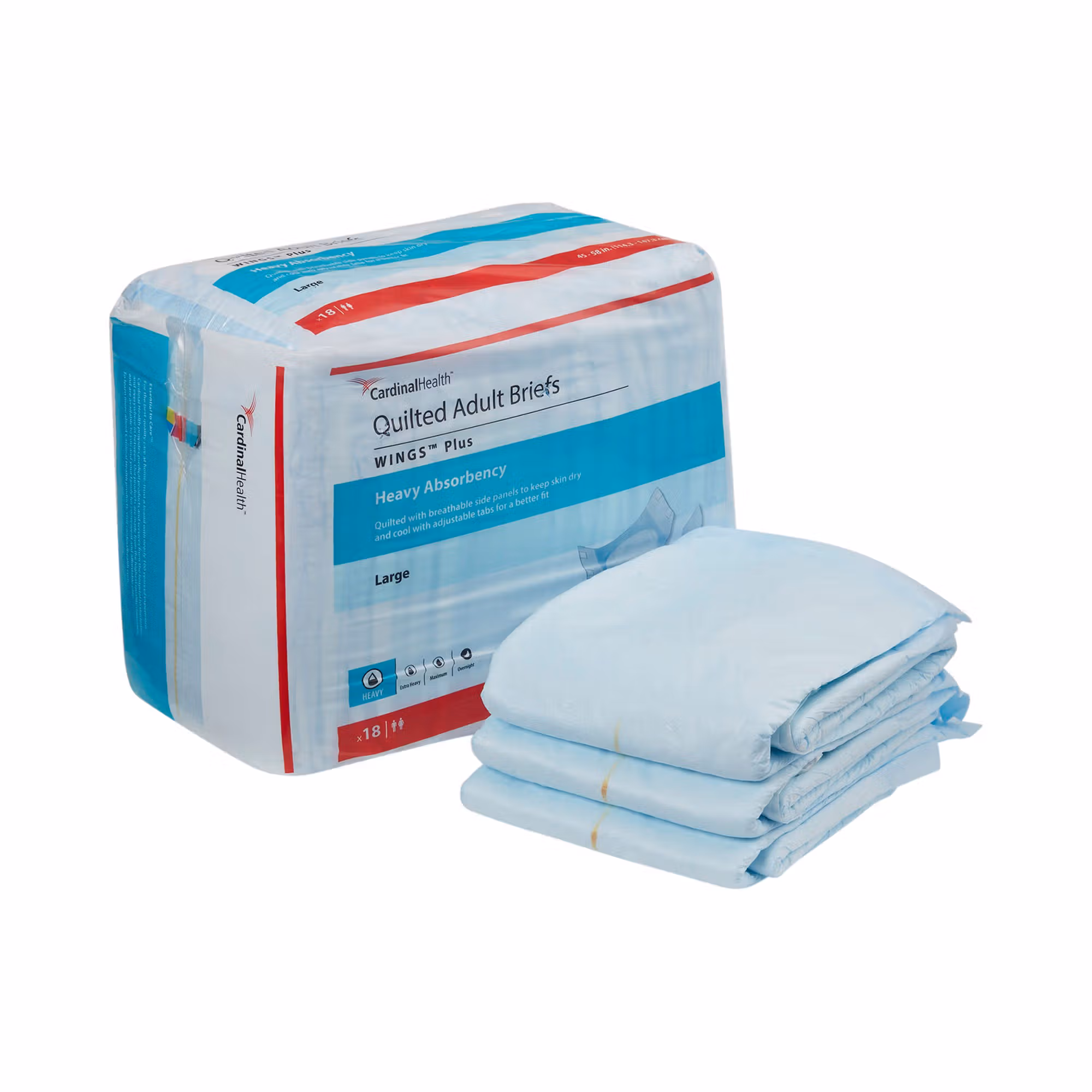 Wings™ Plus Quilted Heavy Absorbency Incontinence Brief, Large