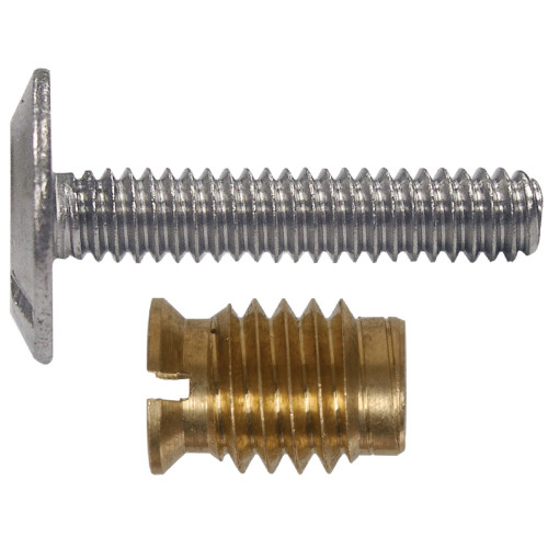 Stainless Combo Sidewalk Bolt & Slotted Brass Wood Inserts Combo Pack (1/4
