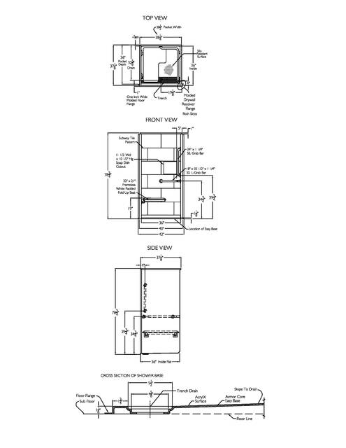 Technical Drawing — Cd Shower Tech Draw Asura Sst 3838 Tr 1 125 ADA