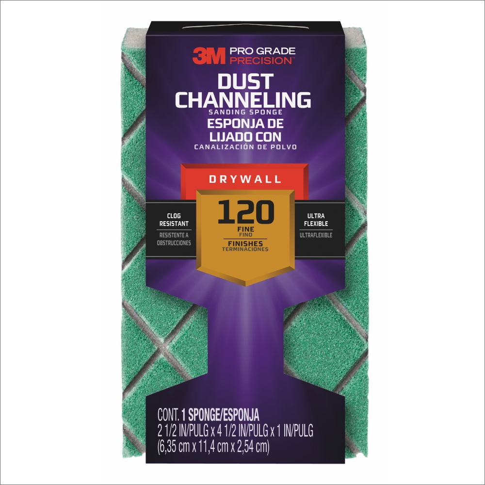 SKU 7100145185 | 3M™ Pro Grade Precision™ Drywall Dust Channeling Sanding Sponge Fine
